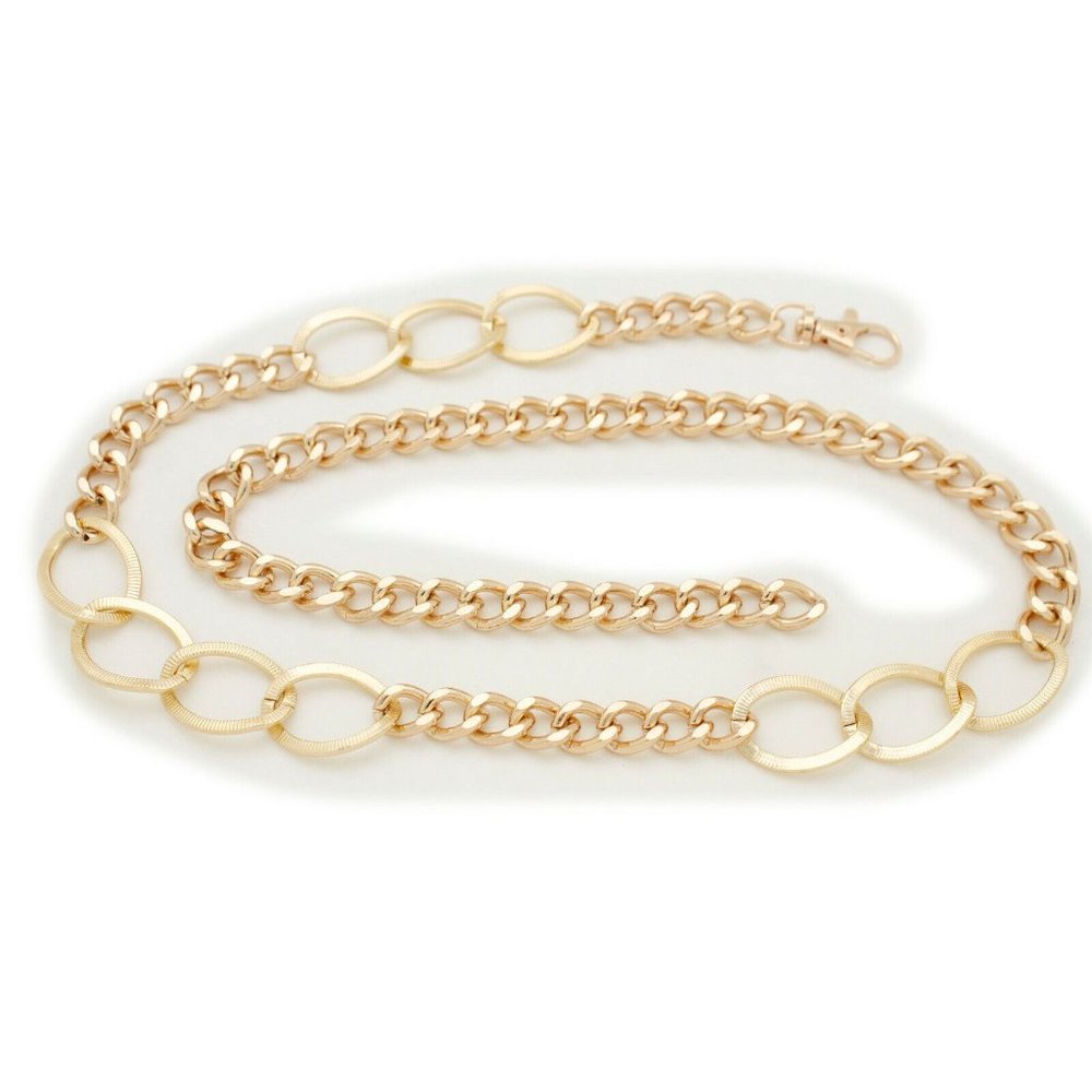 Women Gold Metal Chain Groovy Attractive Belt Narrow Band Hip Waist Size M L XL